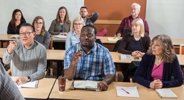 Adult students in a classroom